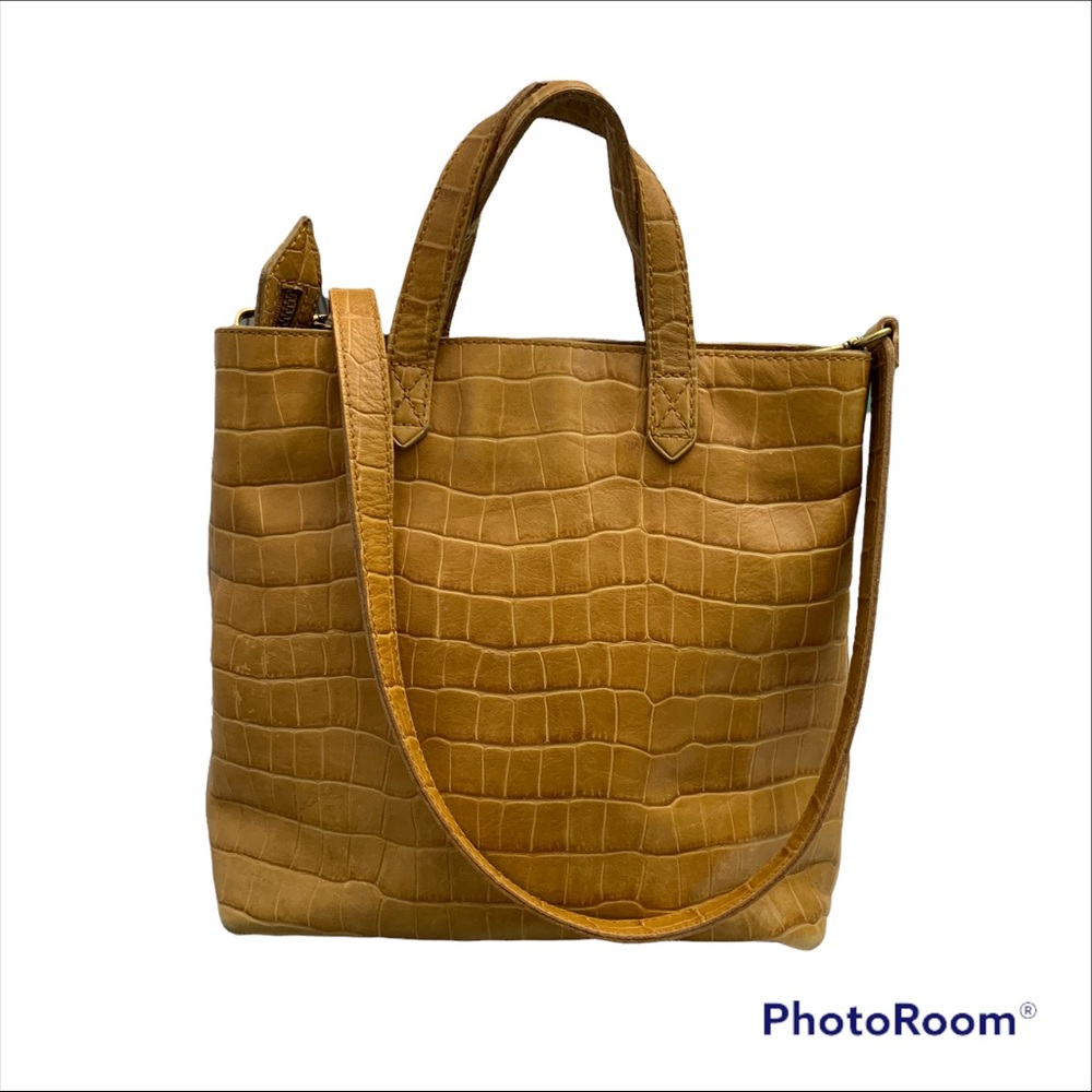 Madewell The Zip Top Small Transport Crossbody Croc Embossed Leather Edition
